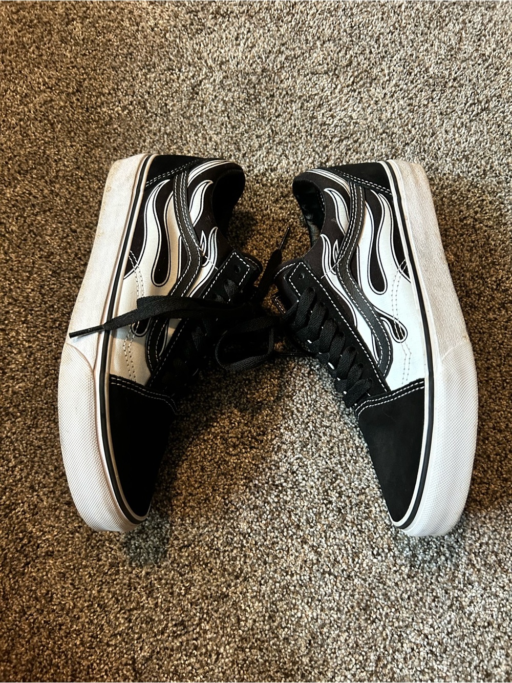 Vans Old Skool Black and White Flames Sneakers - Picture 3 of 8